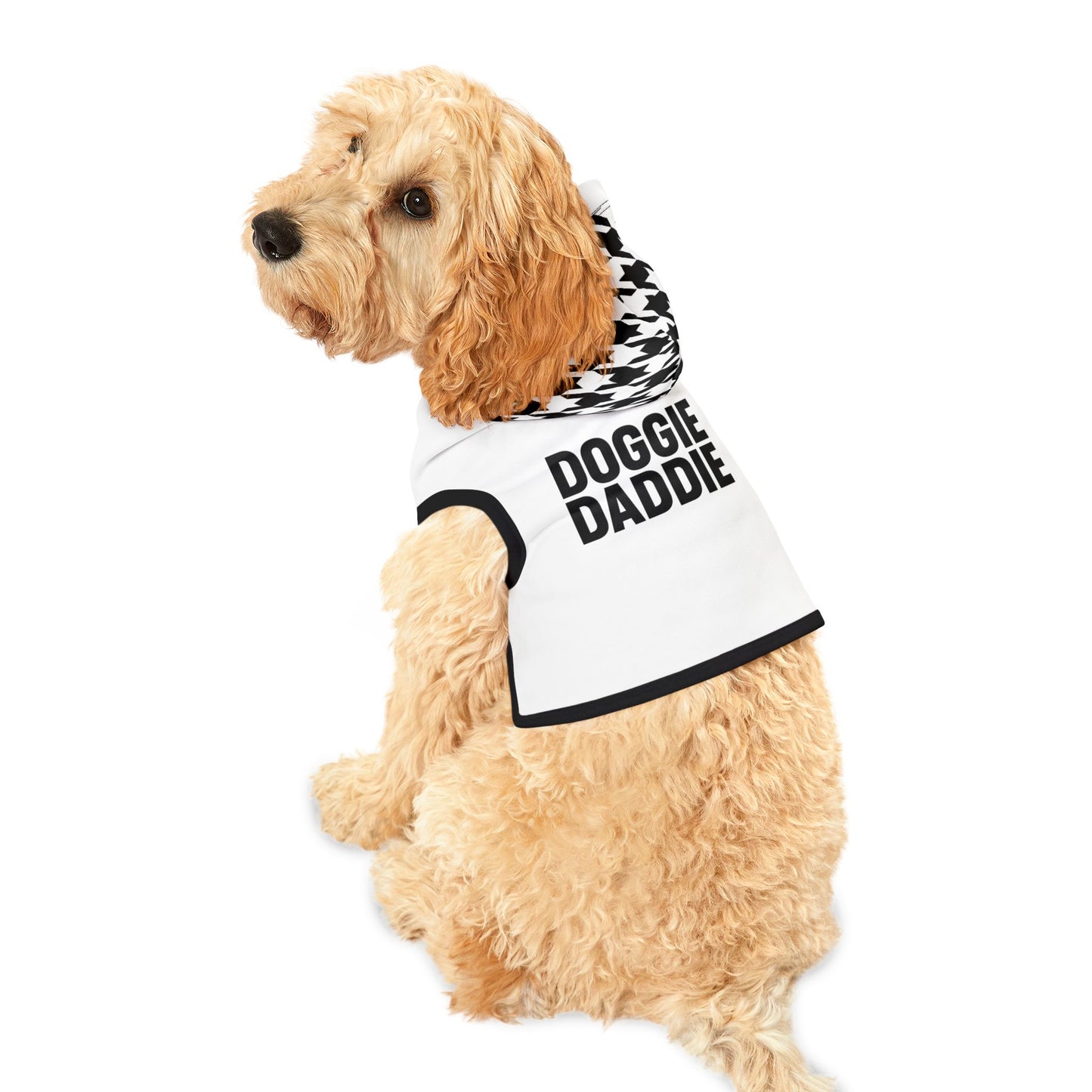 Houndstooth Designer Doggie Daddie Dog Hoodie/Sleevless Jacket