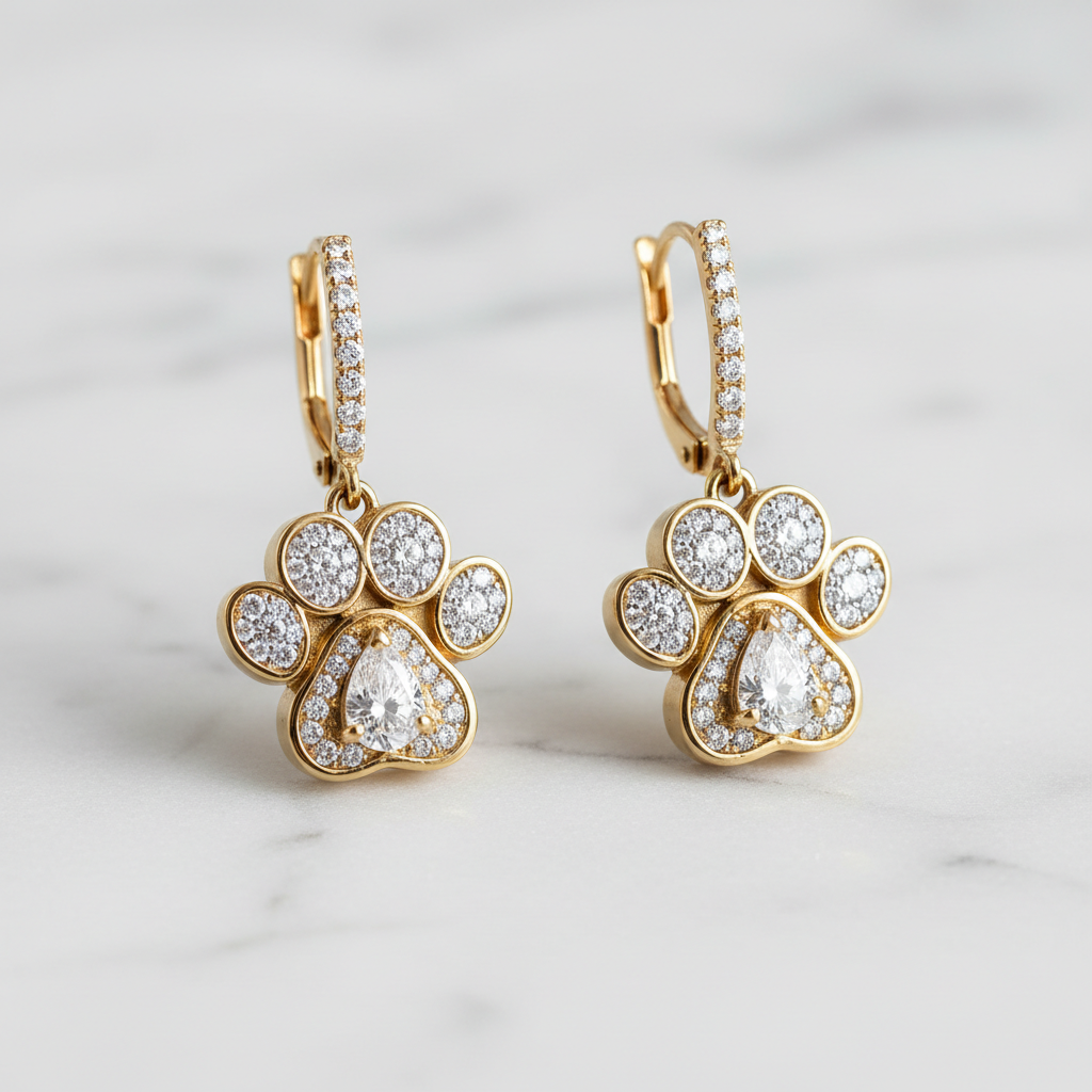 Paw Print Diamond Earrings